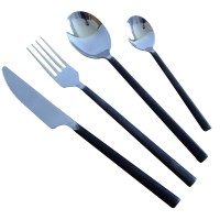 2300B rustic stainless steel cutlery set with black handle