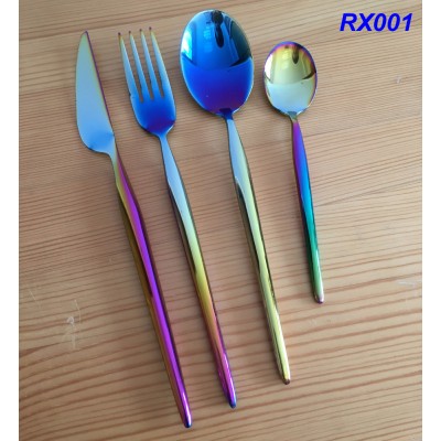 PVD titanium multicolored flatware