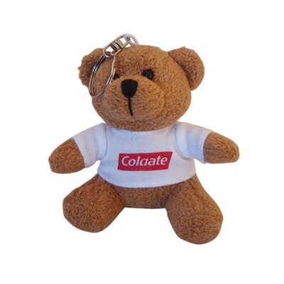 small stuffed plush T-shirt bear with keyring