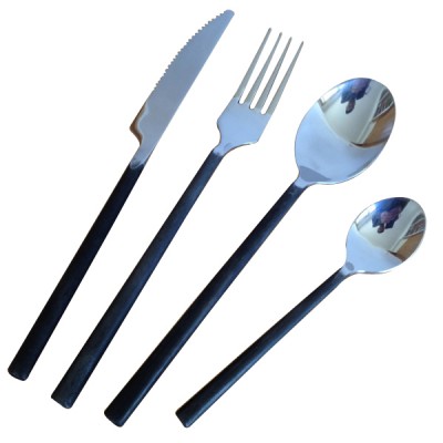 2300B Gourmet Settings stainless steel round black handle flatware set